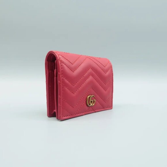 100% Authentic GUCCI GG Marmont Red Leather Wallet - Picture 3 of 12